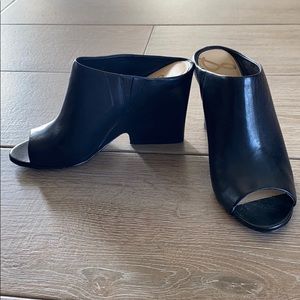 Black Wedge Mule Heels